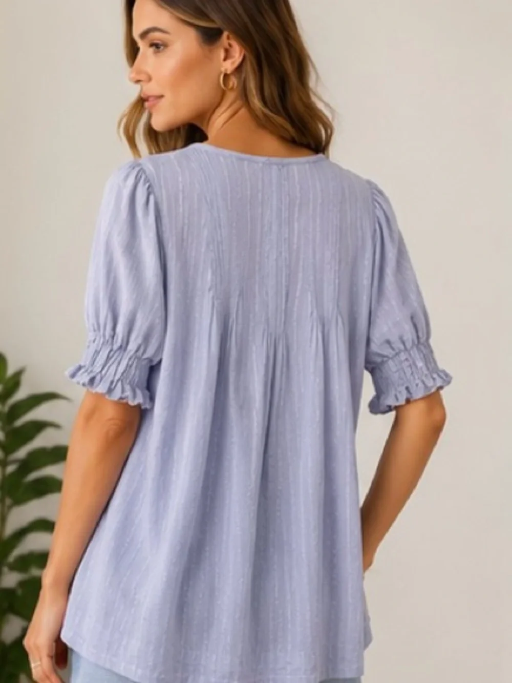 Free People Lavender Textured Babydoll Tunic Top | XS